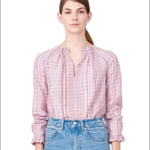 Rebecca Taylor La Vie Long Sleeve Lurex Plaid Top